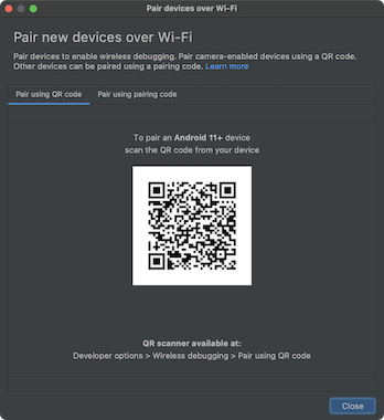 ADB wifi QR code